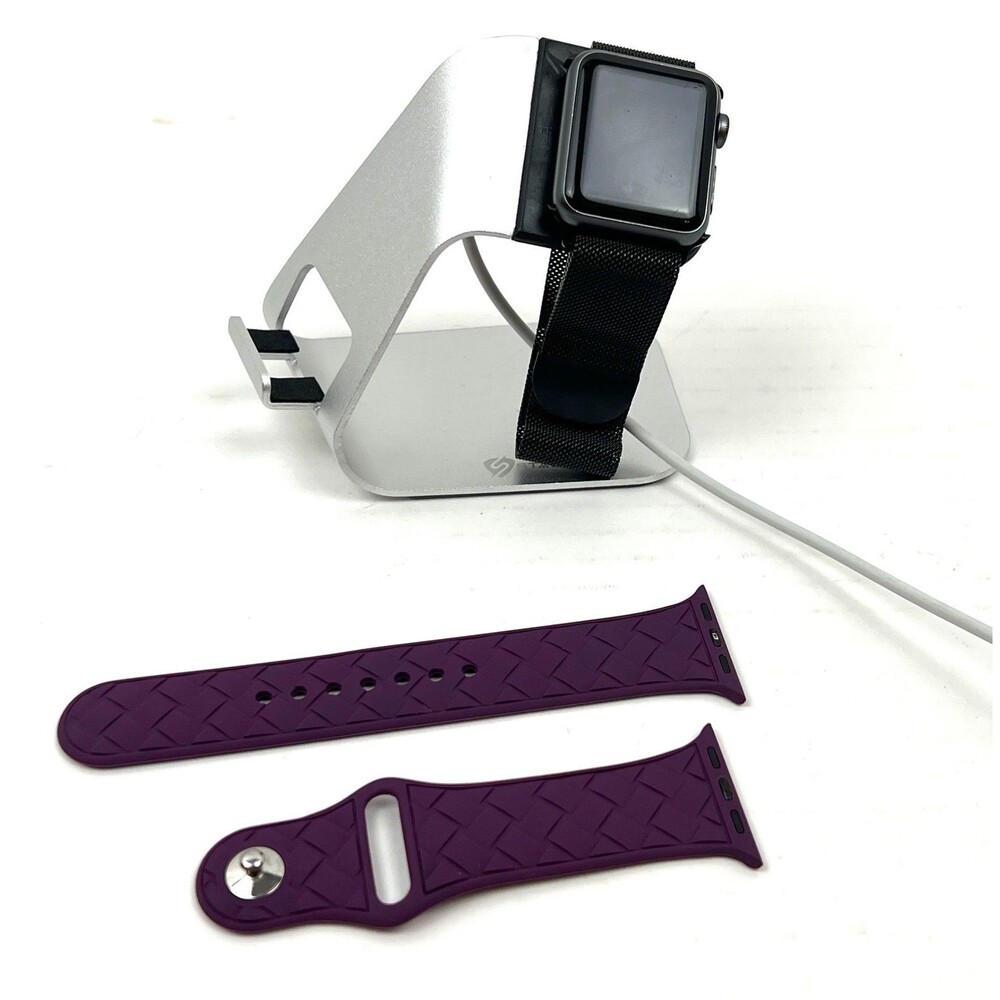 Apple Watch Series 1 A1802 Aluminum 38mm Smart Watch 2 Bands & Charging Stand